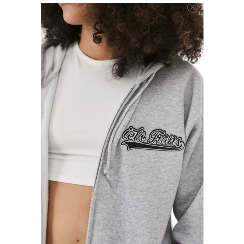 Iets Frans Script Unisex Gray Full-Zip Hoodie Sweatshirt M Soccer